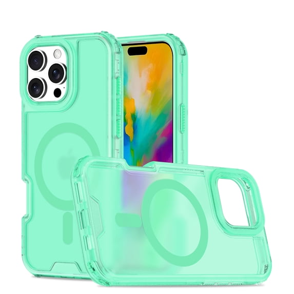 for iPhone 16 Pro Max Magnetic Case, [Military Grade Drop Protection] Fashionable Color Triple-Layers Shockproof Protective Rugged Phone Cover Support Wireless Charging for iPhone 16 Pro Max, Mint