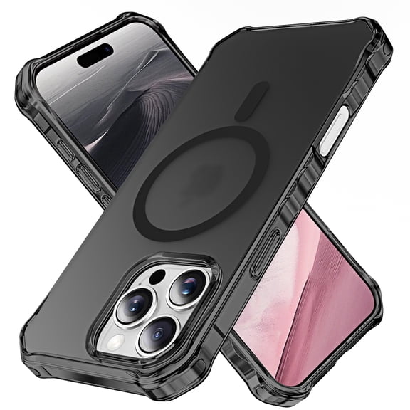 for iPhone 16 Pro Max Magnetic Case, Support Mag-Safe Charging, Anti-Fingerprint Slim Shockproof Rugged Wave Edge Frame Design Phone Case Cover for iPhone 16 Pro Max, Black