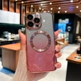 thumbnail image 1 of for iPhone 16 Pro Max Magnetic Glitter Case Compatible with Mag Safe,Camera Lens Protector Full Protection Elegant Plating Sparkle Anti-Scratch Dust-Proof Bling Cover for iPhone 16 Pro Max,Rosegold, 1 of 8