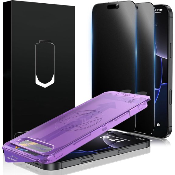 for iPhone 16 Pro Max Matte Privacy Screen Protector - Anti-Fingerprint [Easy Fit] Anti-Spy Shatterproof Full Coverage Case Friendly 9H Tempered Glass Screen Cover, 2 Pack,Dust free bin