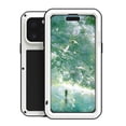 thumbnail image 1 of for iPhone 16 Pro Max Metal + Silicone Case, Heavy Duty Shockproof Rugged Case with Built-in Glass Screen Protector, 360 Full Body Protective Tough Phone Cover for iPhone 16 Pro Max, White, 1 of 9