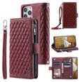 thumbnail image 1 of for iPhone 16 Pro Max PU Leather Crossbody Case Purse Zipper Pocket Magnetic Folio Card Slots Wallet Kickstand Elegant Phone Case with Shoulder Strap & Wrist Strap For iPhone 16 Pro Max,Winered, 1 of 14