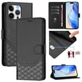 thumbnail image 1 of For iPhone 16 Pro Max PU Leather Flip Phone Case,With Shoulder Strap&Wrist Strap,Card Holder,Flip Folding Kickstand,Diamond Pattern Embossed,Shockproof RFID Blocking Wallet Case,Black, 1 of 11