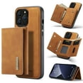 thumbnail image 1 of for iPhone 16 Pro Max PU Leather Wallet Case, Classic Detachable Magnetic Back Card Pockets Shockproof Protective Business Kickstand Phone Case Cover for iPhone 16 Pro Max, Brown, 1 of 11