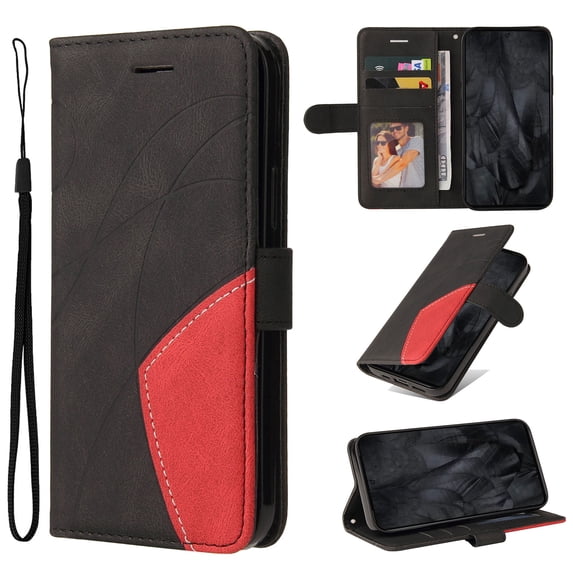 for iPhone 16 Pro Max PU Leather Wallet Case, Flip Folio Case Book Folding Case with Magnetic Kickstand Card Holders Slots Protective with Lanyard Cover for iPhone 16 Pro Max - Black