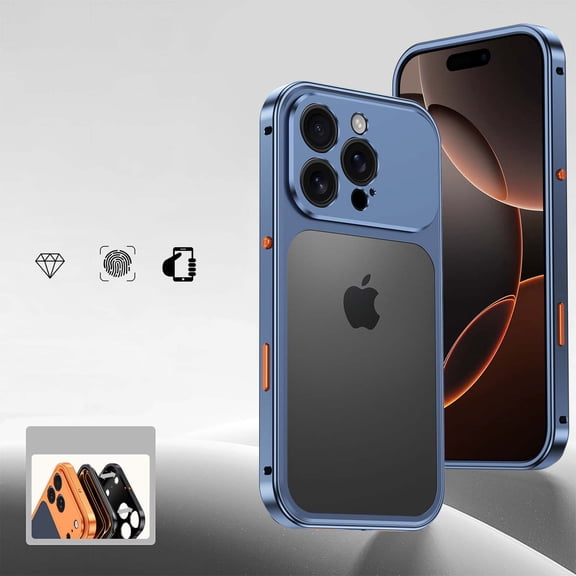 For iPhone 16 Pro Max Phone Case,2-in-1 Snap Buckle Switch,No Back Design,Heat Dissipation Shockproof Anti-fall Drop Protection,With Camera Protector,Anti-Scratch Rugged Phone Case,Blue