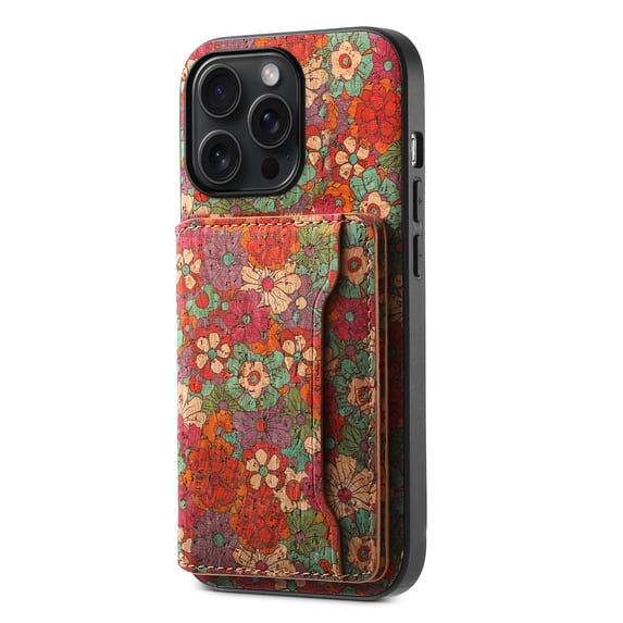 for iPhone 16 Pro Max Phone Case, Flowers Designed PU Leather Wallet Card Case Credit Card Slot Holder Lightweight Protective Case with Kickstand Shockproof Rugged Phone Case,Summer