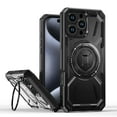 thumbnail image 1 of for iPhone 16 Pro Max Rugged Case with Rotate Ring Stand, [Built-in Kickstand] [Military-Grade Drop Protection] Heavy Duty Rugged Phone Cover Support Wireless Charging for iPhone 16 Pro Max, Black, 1 of 6