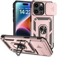 thumbnail image 1 of for iPhone 16 Pro Max Rugged Phone Case with Sliding Camera Cover, Kickstand TPU Bumper Drop Proof Durable Military Grade Protective Case Cover for iPhone 16 Pro Max, Rosegold, 1 of 8