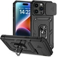 thumbnail image 1 of for iPhone 16 Pro Max Rugged Phone Case with Sliding Camera Cover, Kickstand TPU Bumper Drop Proof Durable Military Grade Protective Case Cover for iPhone 16 Pro Max, Black, 1 of 8