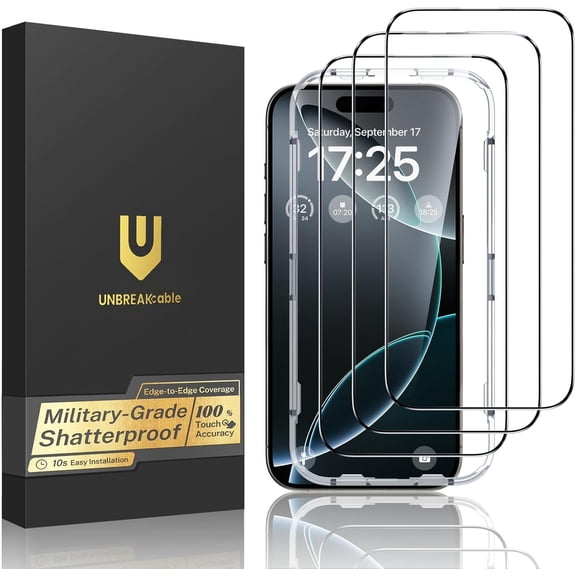 for iPhone 16 Pro Max Screen Protector, 3-Pack Full Coverage Tempered Glass [Military Grade Shatterproof][9H Hardness][Easy Installation Frame][Bubble Free] for iPhone 16 Pro Max 6.9"
