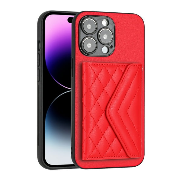 for iPhone 16 Pro Max Slim Case with Card Holders and Strap for Women, iPhone 16 Pro Max Phone Case Wallet PU Leather Kickstand RFID Blocking Flip Shockproof Wallet Case - Red