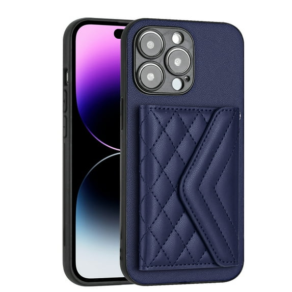 for iPhone 16 Pro Max Slim Case with Card Holders and Strap for Women, iPhone 16 Pro Max Phone Case Wallet PU Leather Kickstand RFID Blocking Flip Shockproof Wallet Case - Blue