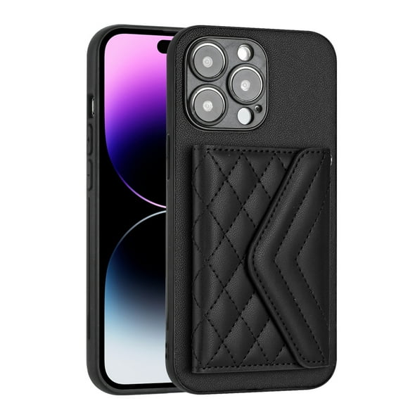 for iPhone 16 Pro Max Slim Case with Card Holders and Strap for Women, iPhone 16 Pro Max Phone Case Wallet PU Leather Kickstand RFID Blocking Flip Shockproof Wallet Case - Black
