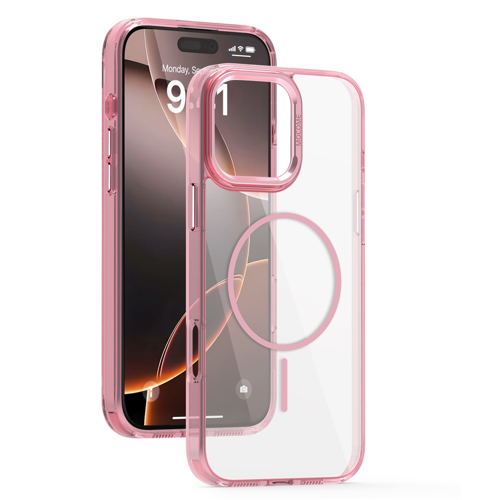 CANSHN Für IPhone 16 Pro Hülle Mit Kameraschutz Für Magsafe Extrem Haltbarkeit Hülle IPhone 16 Pro Case Stoßfest, Leuchtend Rosa