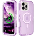 thumbnail image 1 of For iPhone 16 Pro Max Transparent Phone Case Compatible with MagSafe, Triple Layer Magnetic Charging Case, Heavy Duty Shockproof and Drop-Proof Phone Case, Crystal Purple, 1 of 6