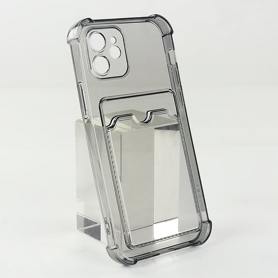 for iPhone 16 Pro Max Wallet Case,Clear Protective Card Slot Case,Slim Fit Drop Resistant Soft TPU Wallet Case with Bumper,Back Card Holder Pocket Case For iPhone 16 Pro Max,Black