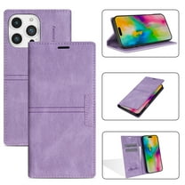 for iPhone 16 Pro Max Wallet Case Cover, Luxury Wallet Case with Card Holder Magnetic Clasp Kickstand PU Leather Folio Protective Phone Case for iPhone 16 Pro Max, Purple