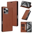 thumbnail image 1 of for iPhone 16 Pro Max Wallet Case with Credit Card Holder & Cash Pocket, Luxury PU Leather RFID Blocking Folio Flip Kickstand Magnetic Clasp Protective Phone case for Women Men,Brown, 1 of 11