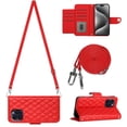 thumbnail image 1 of for iPhone 16 Pro Max Wallet Case, Elegant Card Holder Cash Slot PU Leather Kickstand Shoulder Strap Shockproof Protective Flip Women Girls Case Cover for iPhone 16 Pro Max, Red, 1 of 6