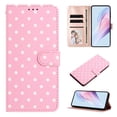thumbnail image 1 of for iPhone 16 Pro Max Wallet Case, PU Leather + TPU Phone Cover with Wave Point Pattern, 3 Card Slots & Cash Pocket Kickstand Magnetic Clasp Full Body Protection Girls Boys Phone Cover, Pink, 1 of 6
