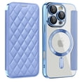 thumbnail image 1 of for iPhone 16 Pro Max Wallet Case with RFID Blocking Credit Card Holder,Compatible with MagSafe,PU Leather Flip Kickstand Shockproof Cover Women Men for iPhone 16 Pro Max Phone case,Blue, 1 of 8