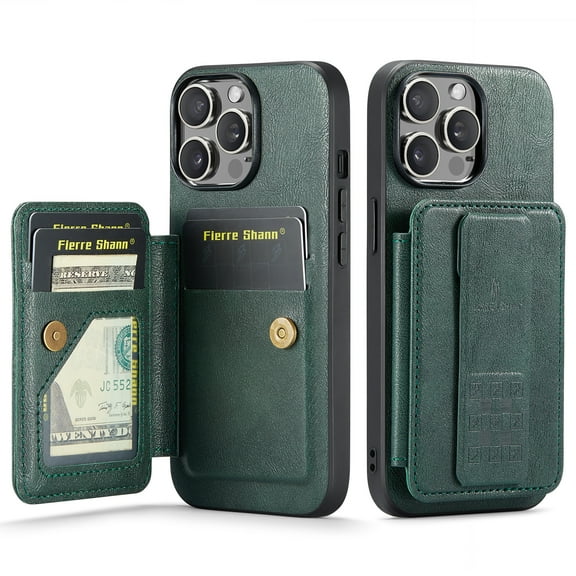 for iPhone 16 Pro Max Wallet Case with RFID Blocking Credit Card Holder,PU Leather Folio Flip Kickstand Handle Wrist Strap Shockproof Cover Women Men for iPhone 16 Pro Max Phone Case,Green
