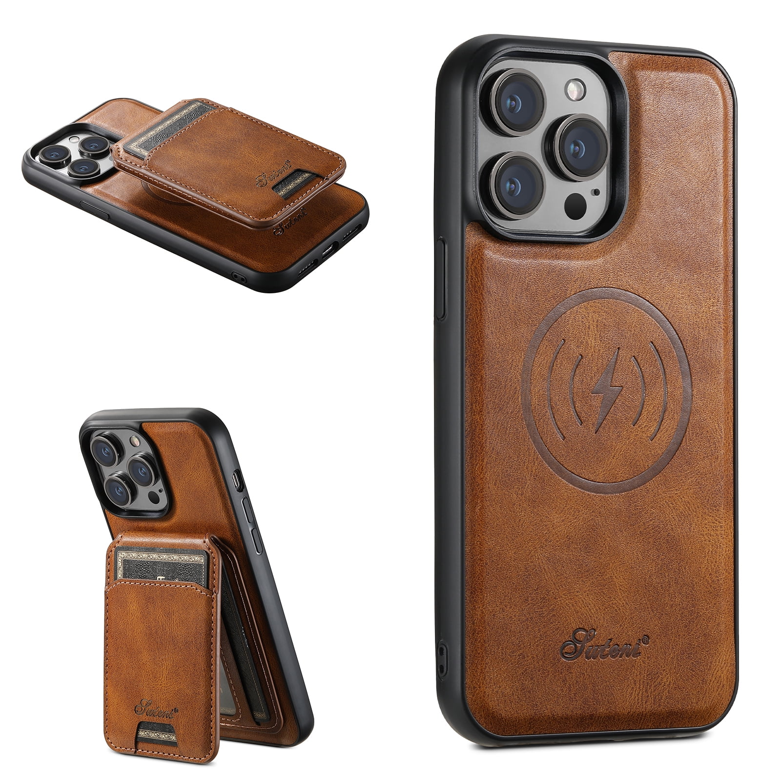 BEZ Case For IPhone 13, IPhone 13 Phone Case Compatible With IPhone 13, Flip Wallet Cover [Canvas Faux Leather] With Credit Card Holders, Kick Stand, Magnetic Strap Closure, Blue Navy