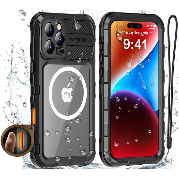 for iPhone 16 Pro Max Waterproof Case Compatible with MagSafe, IP68 Underwater Case Built-in Screen Protector, Heavy Duty Metal 360° Full Body Protection, 12FT Military Grade, 6.9 Inch