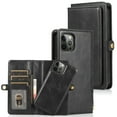 thumbnail image 1 of for iPhone 16 Pro PU Leather 2 in 1 Case, Detachable Magnetic Wallet Case with Card Holder, Removable Flip Folio Cover with Stand Shockproof Protective Phone Cover, Compatible with MagSafe, Black, 1 of 8