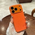 thumbnail image 1 of for iPhone 16 Pro PU Leather Back Case, Transform to iPhone 17 Pro Max Style, PC Frame Shock-Absorbent Anti-Scratch Non-Slip Camera Lens Protector Wireless Charging Protective Cover, Orange, 1 of 9