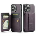 thumbnail image 1 of for iPhone 16 Pro PU Leather Back Case, Vintage Slim Card Slot with Magnetic Closure Wristband Holder Kickstand RFID Blocking Wallet Phone Case Cover for iPhone 16 Pro, Purple, 1 of 9