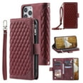 thumbnail image 1 of for iPhone 16 Pro PU Leather Crossbody Case Purse Zipper Pocket Magnetic Folio Card Slots Wallet Kickstand Elegant Phone Case with Shoulder Strap & Wrist Strap For iPhone 16 Pro,Winered, 1 of 14