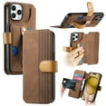 thumbnail image 1 of for iPhone 16 Pro PU Leather + TPU Wallet Case, Card Slots Wristband Kickstand RFID Blocking Anti Peeping Magnetic Clasp Full Body Protection Phone Cover for iPhone 16 Pro, Green, 1 of 9