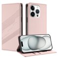 thumbnail image 1 of For iPhone 16 Pro PU Leather Wallet Phone Case,Exquisite Embossed Designing,Flip Folio Cover,With Kickstand Credit Card Holders Slots,Magnetic Closure Shockproof Phone Case,Pink, 1 of 10
