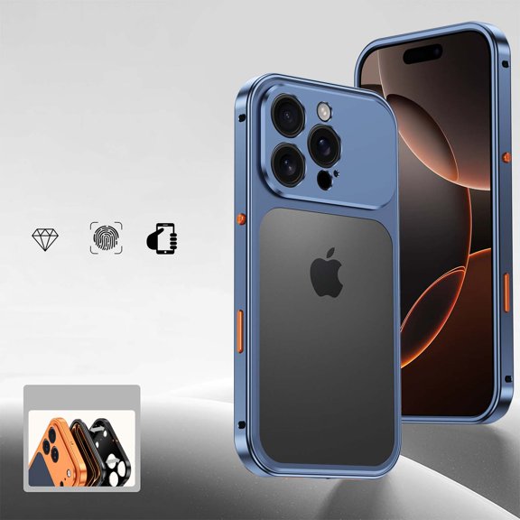 For iPhone 16 Pro Phone Case,2-in-1 Snap Buckle Switch,No Back Design,Heat Dissipation Shockproof Anti-fall Drop Protection,With Camera Protector,Anti-Scratch Rugged Phone Case,Blue