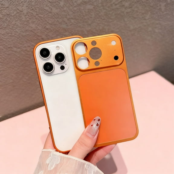 For iPhone 16 Pro Phone Case,Aluminum alloy Back + Metal Frame 2-in-1 Design,Instantly Transform into iPhone 17 Pro Max,Ultra Slim Shockproof Anti-fall Anti-Scratch Phone Case,Orange