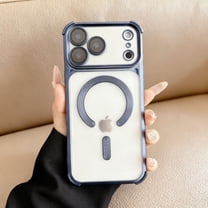 For iPhone 16 Pro Phone Case,Built-in Lens Camera Protector,Compatible with Mag-Safe,Anti-fingerprint Matte Translucent Back,Shokcproof Four-corner Anti-fall Drop,Soft TPU Phone Case,Darkblue