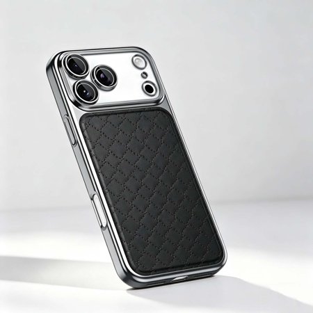 For iPhone 16 Pro Phone Case,Built-in Magnetic Ring,Fit For Mag-Safe,Anti-Scratch Skin-Friendly Rhombus Textured PU Leather Back,Shockproof Non-Slip Protection Phone Case,Black