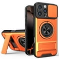 thumbnail image 1 of For iPhone 16 Pro Phone Case,Compatible with Mag-Safe,With 360° Rotatable Ring Holder,Invisible Kickstand,Camera Cover,Heavy Duty Shockproof Anti-fall Drop Protection,Rugged Phone Case,Orange, 1 of 13