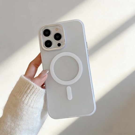 For iPhone 16 Pro Phone Case,Compatible With Wireless Charging,Fingerprint-proof Matte Translucent Back Design,Shockproof Anti-fall Non-Slip Drop Protection,Ultra Slim Phone Case,White