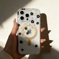 thumbnail image 1 of For iPhone 16 Pro Phone Case,Fresh Floral Print Back Design,Crystal Transparent,Compatible With Wireless Charging,Ultra Slim Shockproof Anti-fall Anti-Scratch,Thin Fit Phone Case,B, 1 of 10