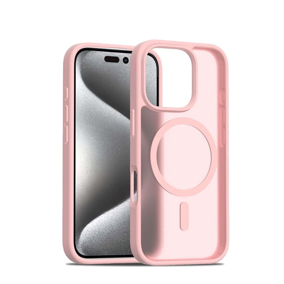 For iPhone 16 Pro Phone Case, Matte Magnetic,Support for Magsafe,Lightweight & Slim,Translucent Frosted Shockproof Protective Rugged Scratch-Resistant Phone Case Cover,Pink