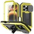 thumbnail image 1 of for iPhone 16 Pro Rugged Case with Camera Lens Sliding Cover, Screen Protector [Built-in Kickstand] [Military-Grade Triple-Layers Protection] Heavy Duty Full Body Shockproof Phone Case, Yellow, 1 of 7