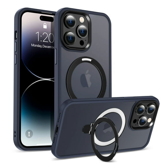 iPhone 16 Pro Rugged Case Magnetic, Compatible with Magsafe & Accessories Invisible Stand Heavy Duty Protective Shockproof Anti-Scratch Bumper Phone Case for Apple iPhone 16 Pro, Blue