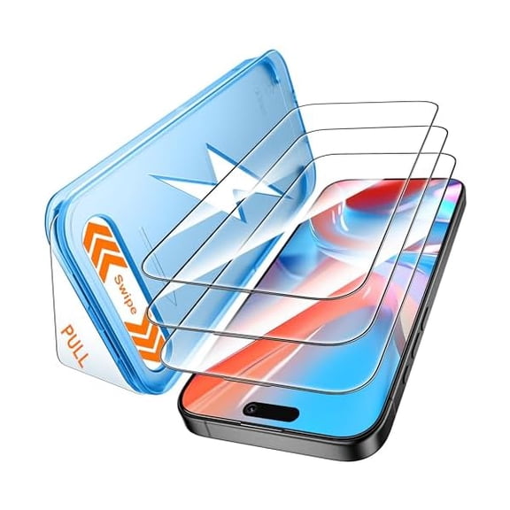 for iPhone 16 Pro Screen Protector 3 Pack, [9H+ Hardness] [Military-Grade Drop Protection] [Sensitive Touch] [Easy Installation] [HD Clear] Full Edge Coverage Tempered Glass