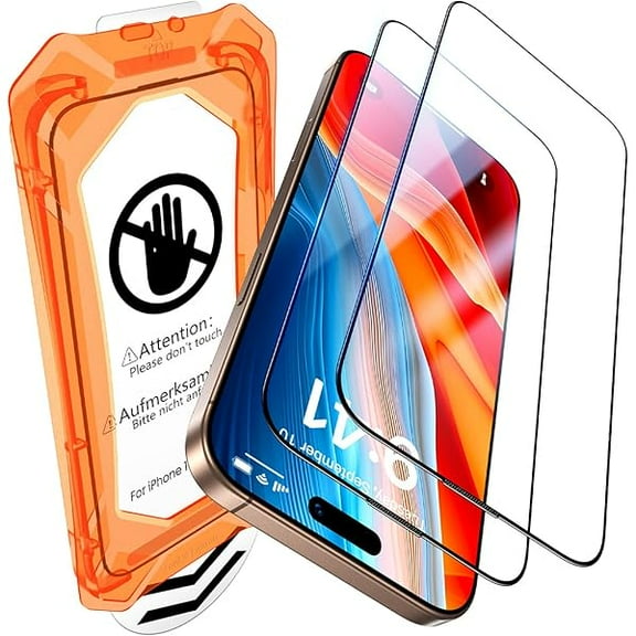 for iPhone 16 Pro Screen Protector - [Military Grade Shatterproof & 9H+ Hardness] Screen Protector 16 Pro Tempered Glass Full Coverage Protection, Easy Installation, 2 Packs