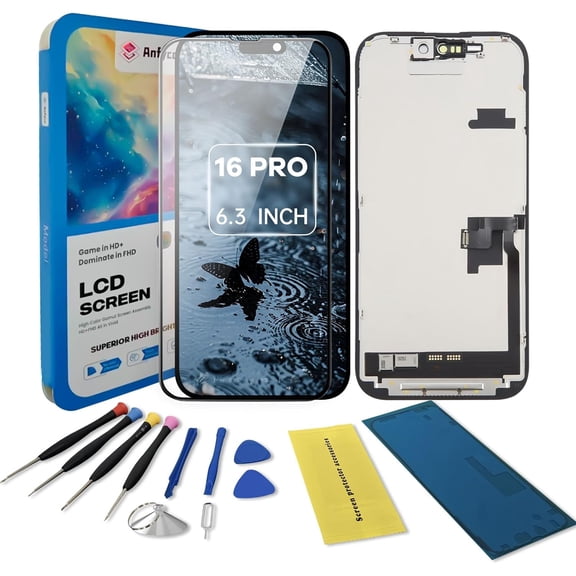for iPhone 16 Pro Screen Replacement kit,6.3" LCD Display 3D Touch Digitizer Assembly with Repair Tools, Screen Protector, Frame Adhesive (Model A3083, A3292, A3293, A3294)