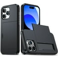 thumbnail image 1 of for iPhone 16 Pro Slide Flip Case with Card Holder, Dual Layer Heavy Duty Protective Case Hidden Card Slot Slim Shockproof Wallet Case Compatible with iPhone 16 Pro, Black, 1 of 9