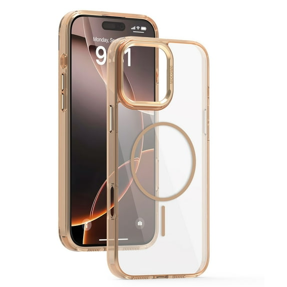 for iPhone 16 Pro Transparent Case, for iPhone 16 Pro Magnetic Military Grade Drop Protection Anti Yellowing Cell Phone Cover - Rugged Durable Shockproof Drop Protective Bumper, Desertgold